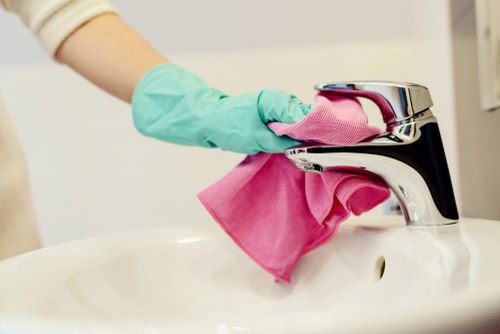 Professional carpet cleaning process for a busy business space in Hanwell