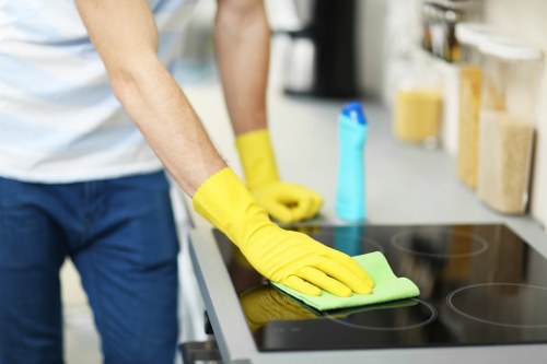 Team member assessing a cleaning service concern